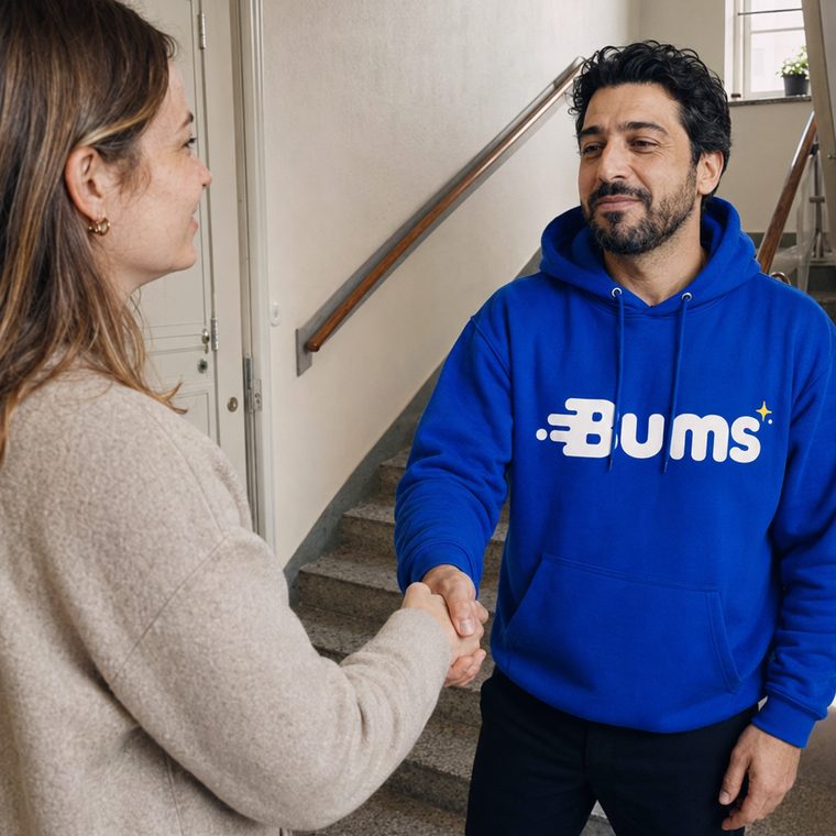 En Bums-hjälpare möter en kund